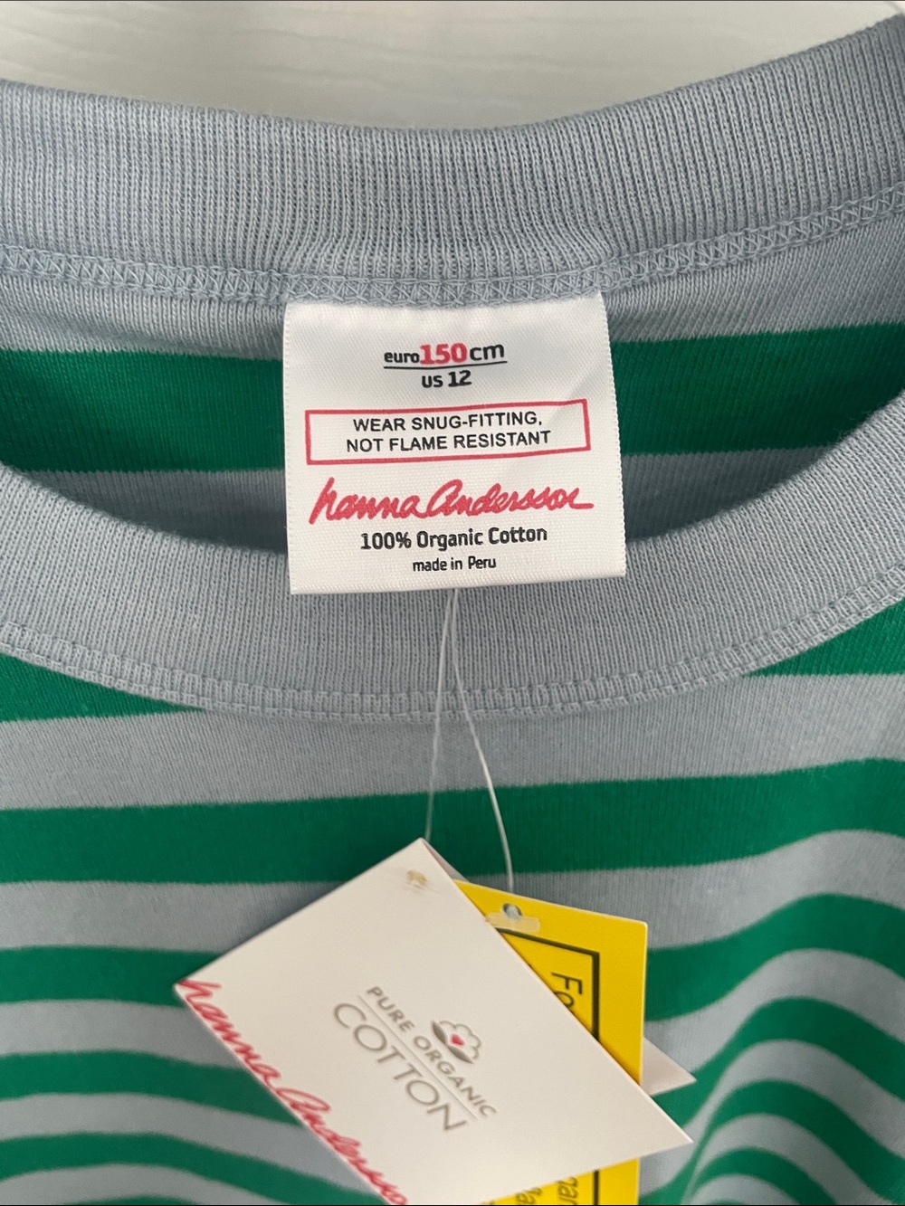 Hanna Andersson Green and Gray Striped Short Sleeve Tee and short set - Picture 2 of 4